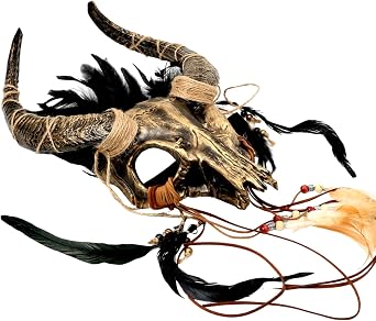 Antler Deer Horns Wendigo Headdress Masquerade Animal Skull Antelope Adult Costume Party Halloween Horror Mask