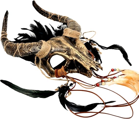 Antler Deer Horns Wendigo Headdress Masquerade Animal Skull Antelope Adult Costume Party Halloween Horror Mask