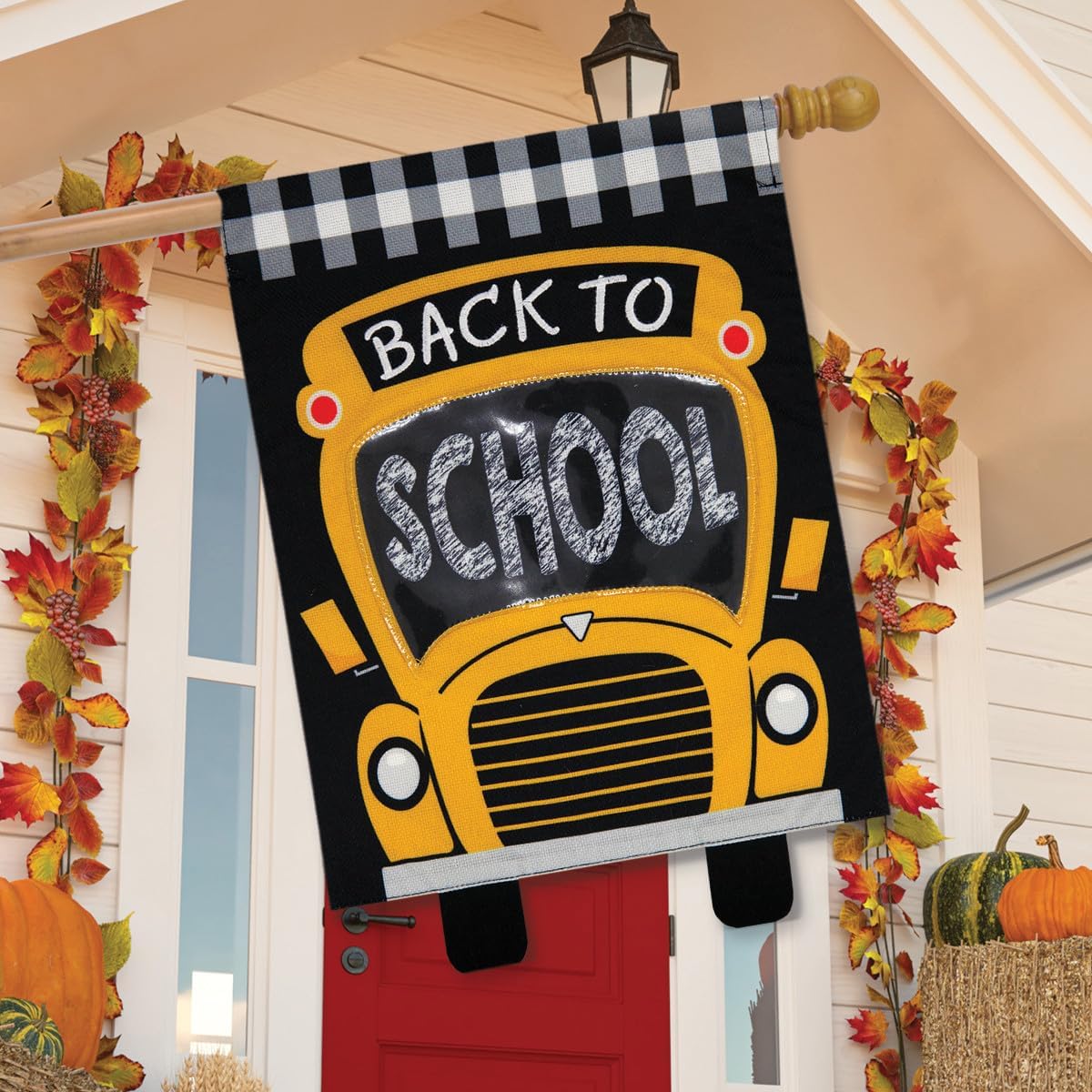 Back to School Fall Burlap House Flag 28" x 40" Briarwood Lane