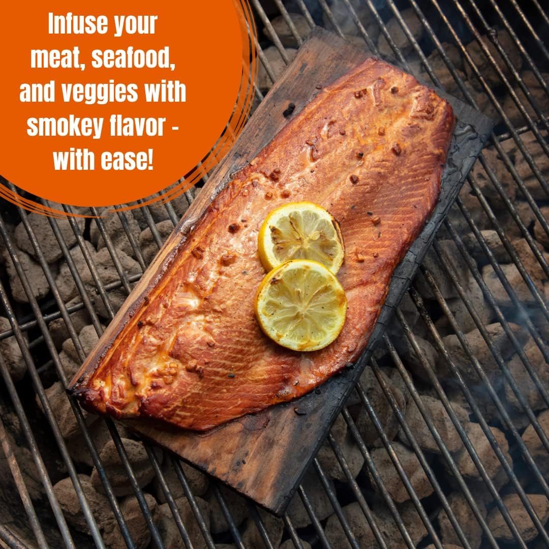 Grilling Planks - 12 Pack Cedar - Premium Extra Thick 1/2 Inch Western Cedar for Barbecue Salmon, Seafood, Steak, Burgers, Pork Chops, Vegetables and More! : Patio, Lawn & Garden