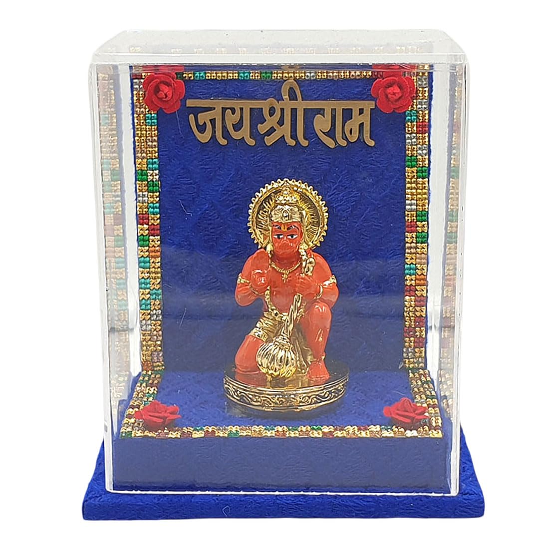 Sahiba Gems Lord Hanuman Ji Idol with Acrylic Box for Pooja Room & Office Desk | Golden Red Hanuman Murti for Home Temple... - Review, Price and Buying Guide