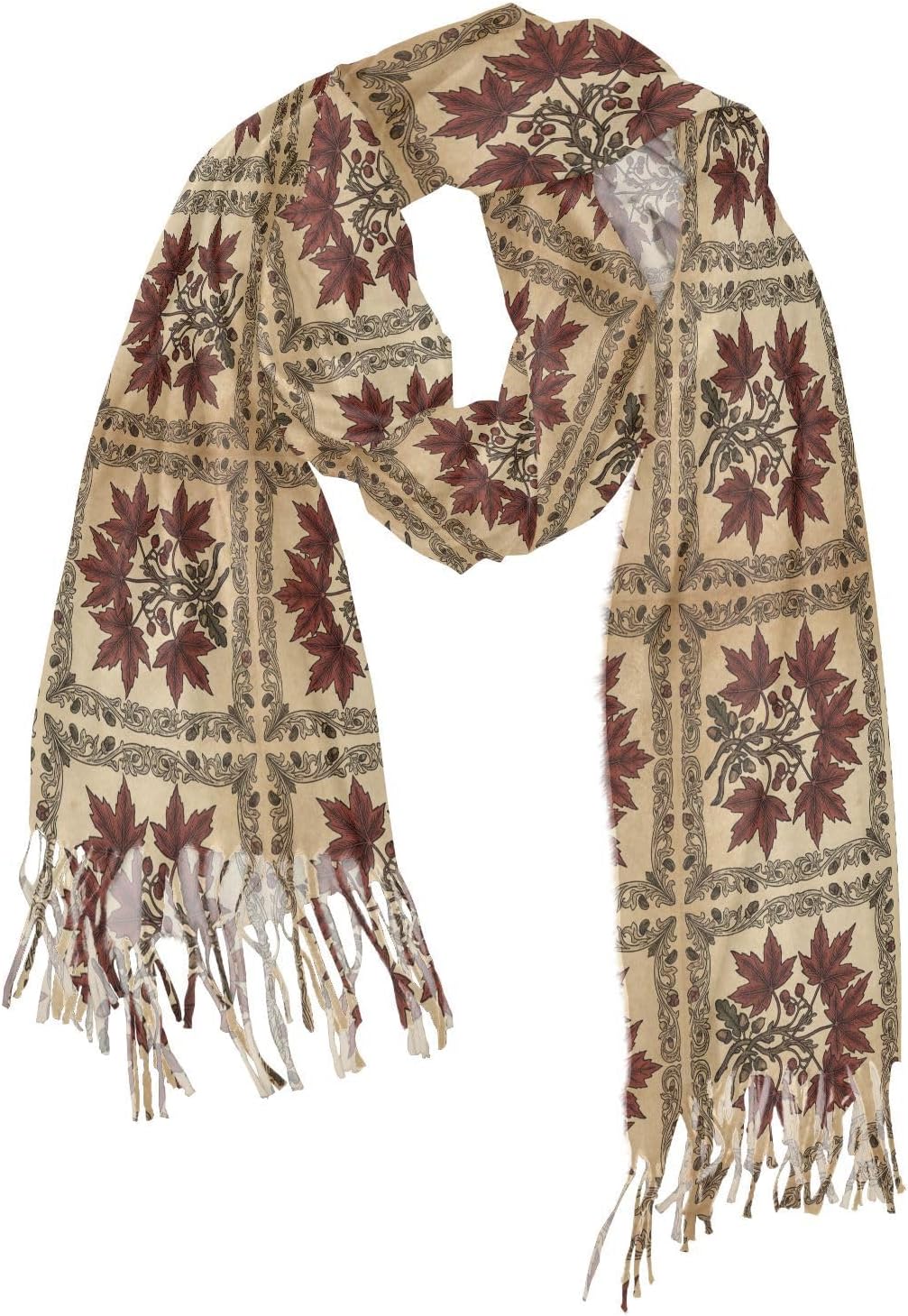 William Morris Canada Red Maple Leaf Pattern shawls and wraps stylish Faux Cashmere warm scarfs for women winter weather accessories for women