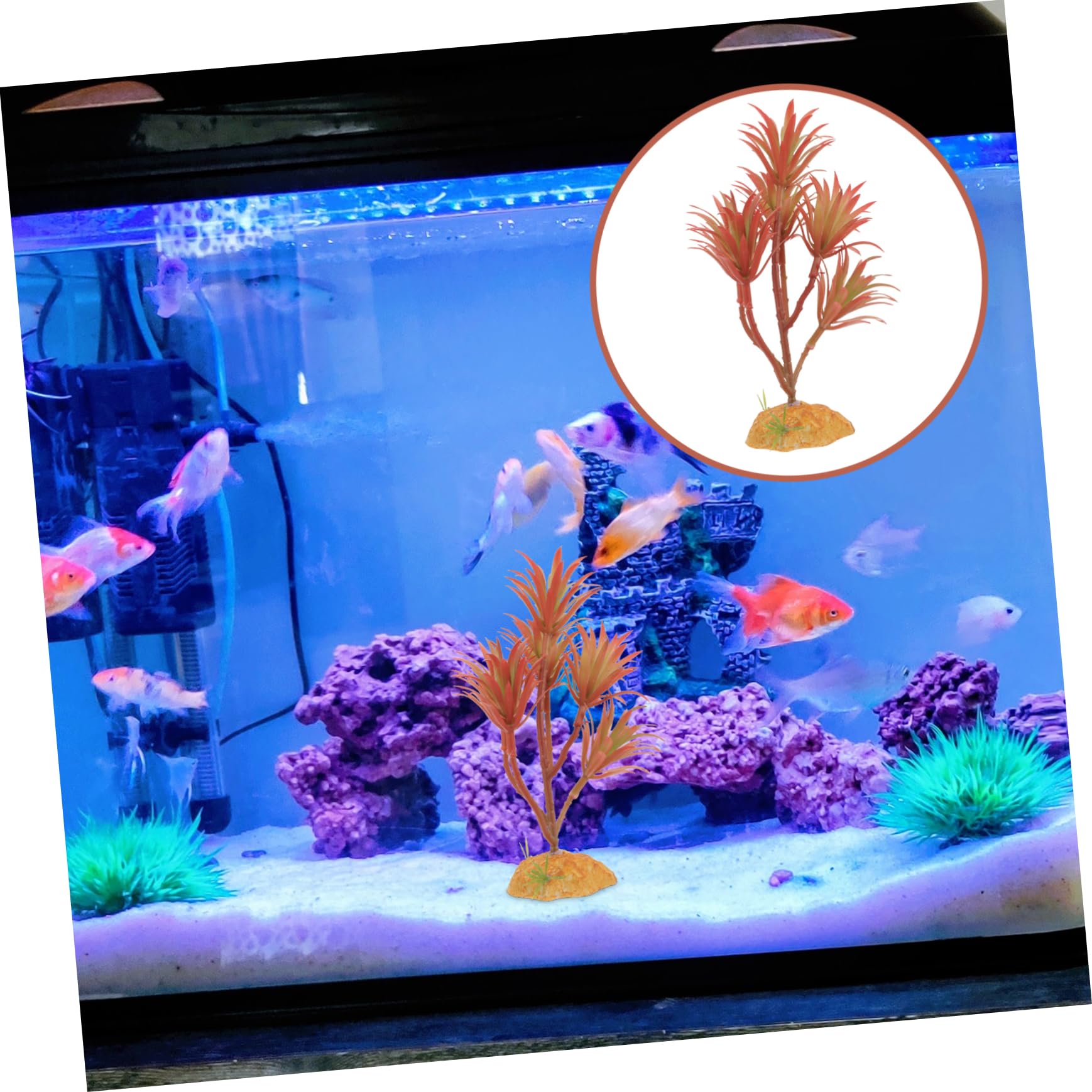 HEMOTON 5 Pezzi Set di piante simulato decorazioni per piante d'acquario impostore Foglie habitat Piccole piante finta decorazione vegetale pianta acquatica falsa plastica