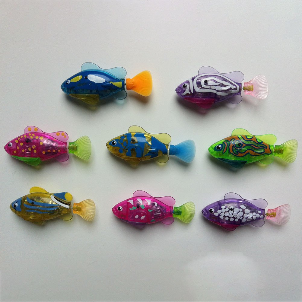 FUNCOCO 4 Pcs Swimming Robot Fish Activated in Water Electronic Mini Robotic for Kids