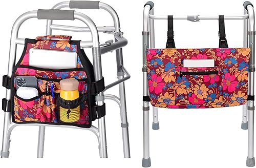 supregear Bolsa de andador y bolsa lateral para andador, ligera, plegable, accesorios para andadores, cesta organizadora de cesta para andador,