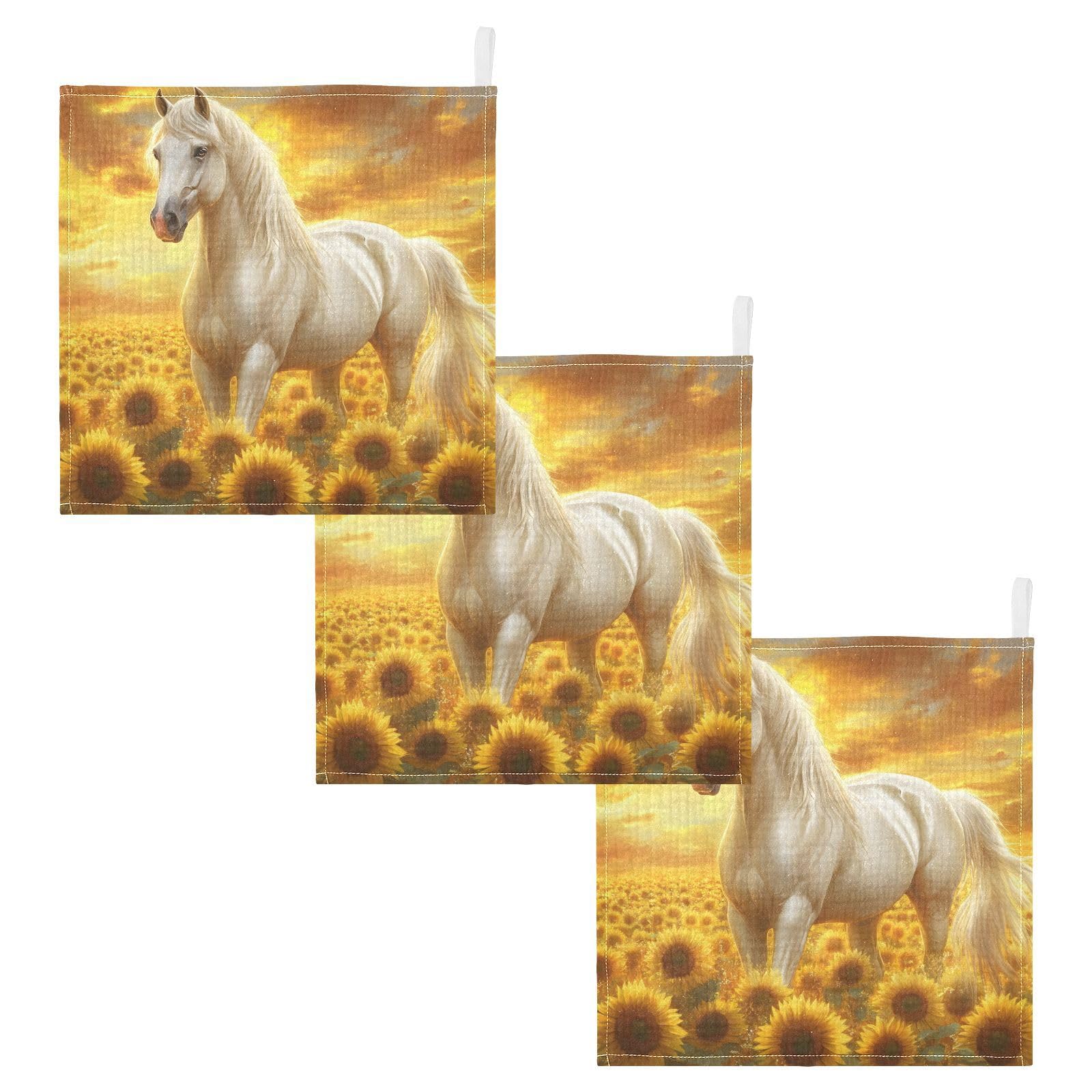 YETTASBIN Horse Sunflower Muslin Baby Hand Washcloths Soft Cotton Bath Face Towel 4 Layers Extra Absorbent Feeding Burp