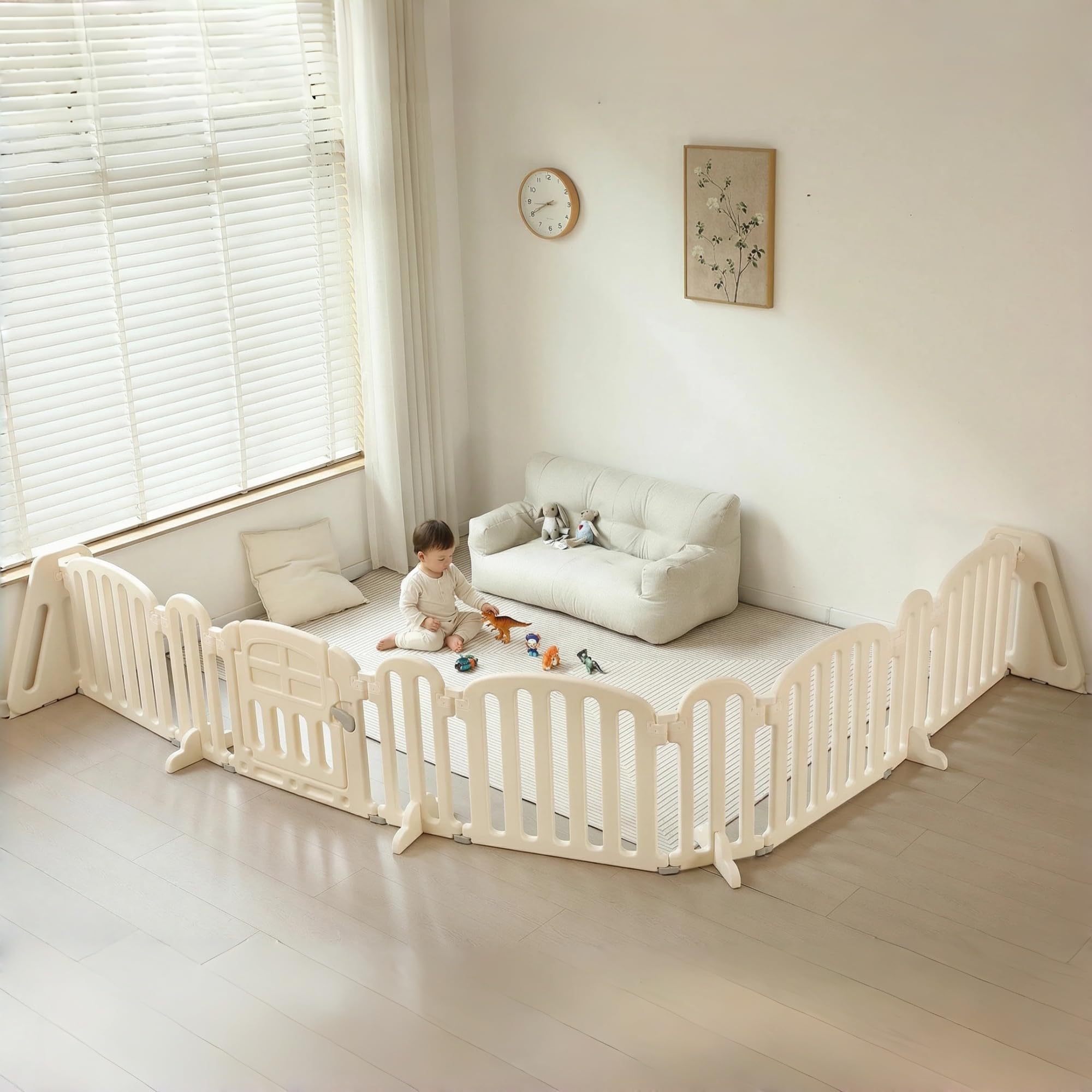 Amazon.co.jp: OSJ ベビーサークル ベビーゲート 幅454cm 扉付き 倒れ 