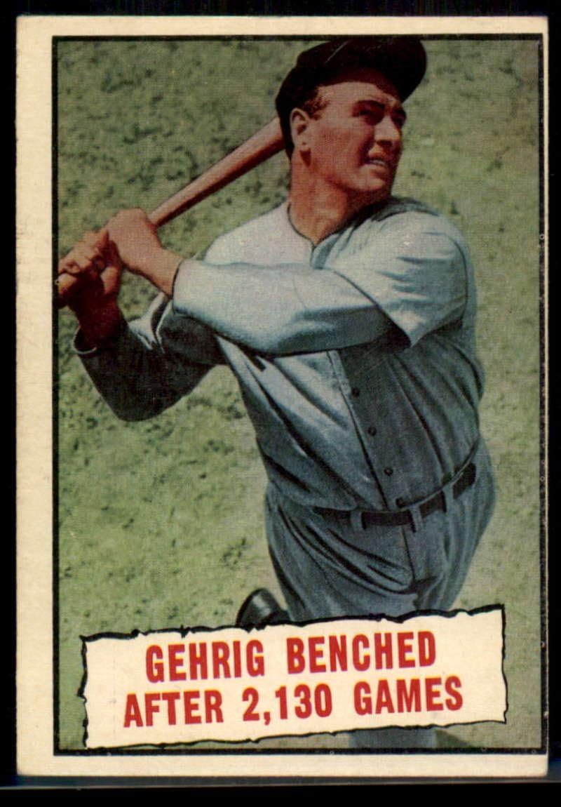 Baseball MLB 1961 Topps #405 Gehrig Benched After 2,130 Games EX Yankees