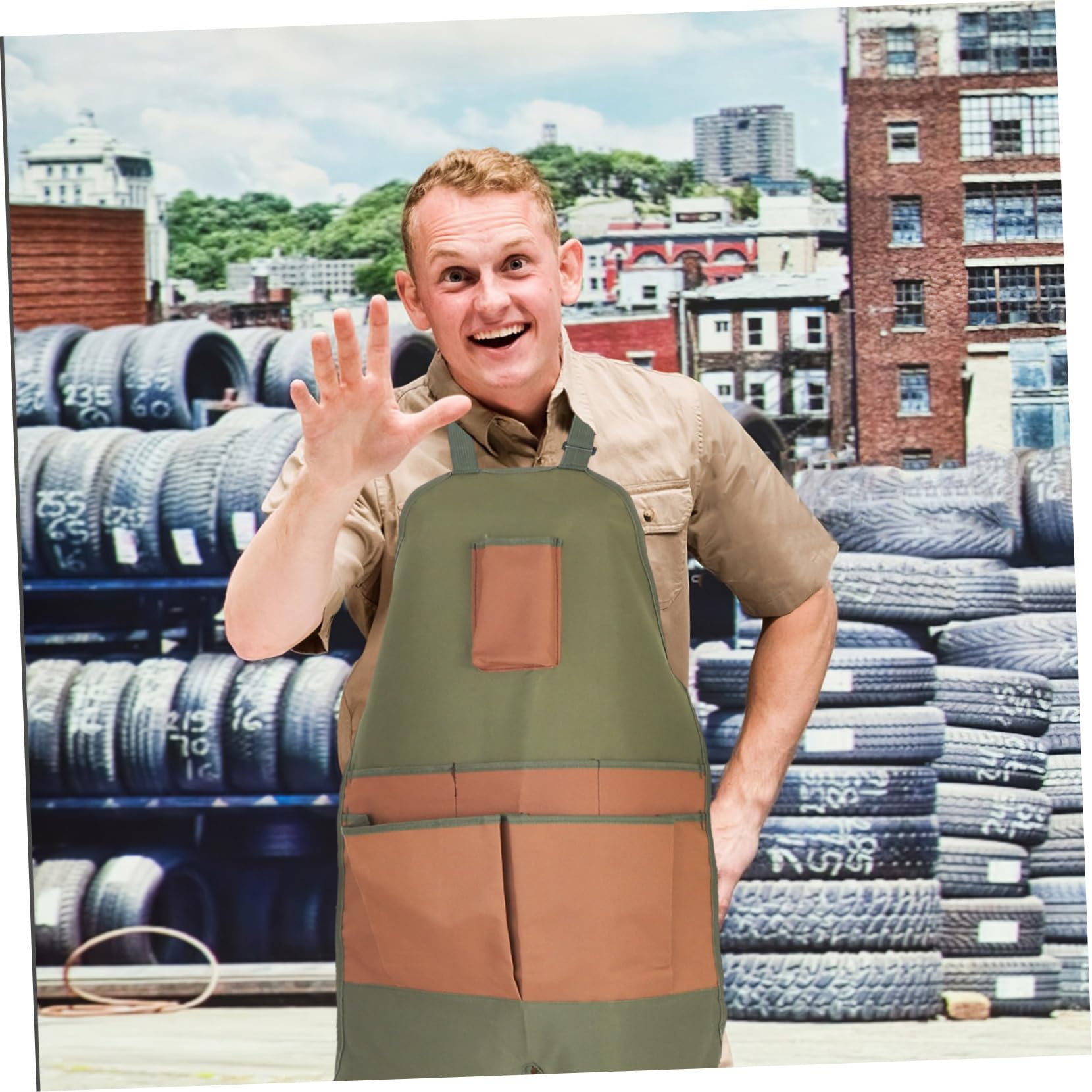 SOLUSTRE Delantal de Jardín Unisex de Tela Oxford con Múltiples Bolsillos, Protección Excelente contra Agua y Residuos, Adecuado para Pintura y Trabajo en Exteriores