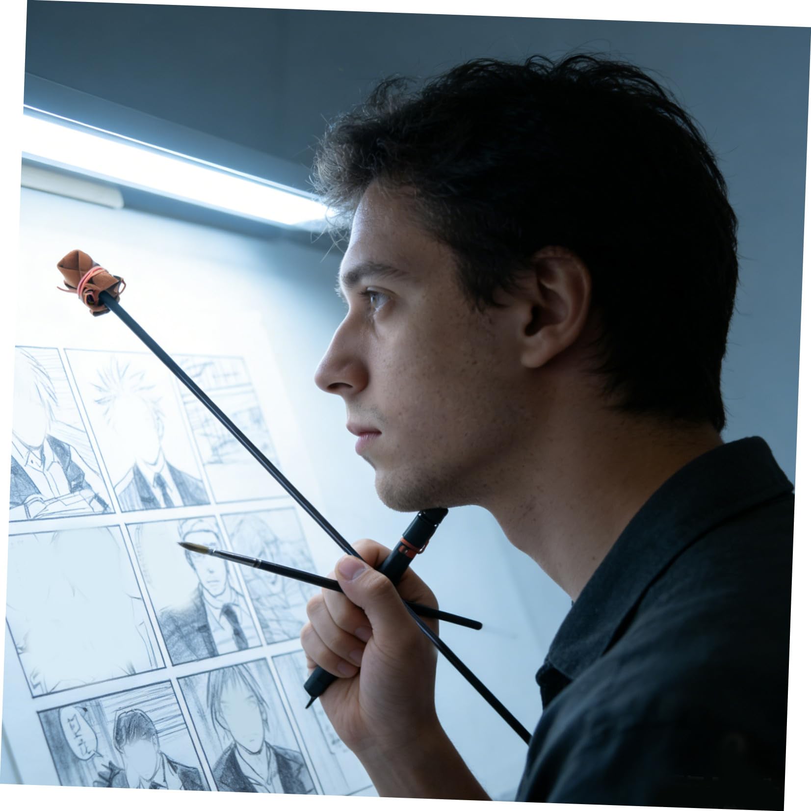 Bâton Stabilisateur de Main en Bois et Métal pour Peinture, Maintien de Posture Correcte, Outil Classique pour Artistes Professionnels et Amateurs en Dessin et Peinture à L'huile