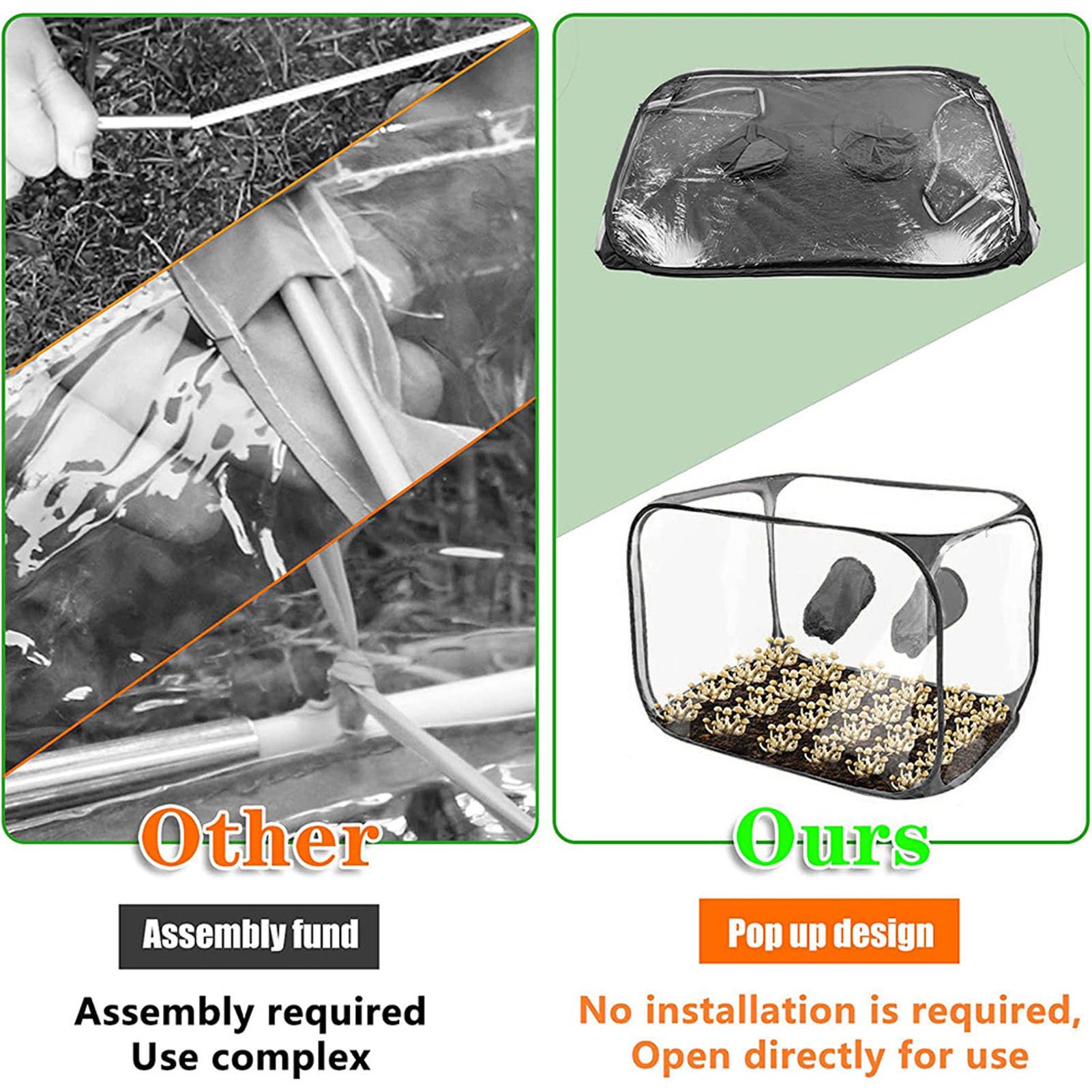 Mushroom Monotub Kit, Opblaasbare Mushroom Grow Kit, Mushroom Grow Tent, Still Air Box, Eenvoudige Opslag en Uitwisseling van Frisse Lucht met Pluggen en Filters Eenvoudig Opblazen