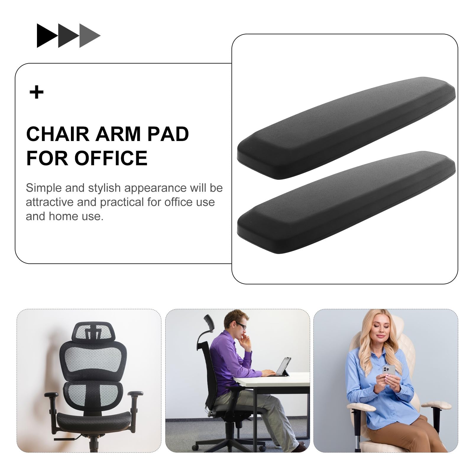 GALPADA 2 Piezas Repuesto Reposabrazos Silla Oficina Acolchados 270x80mm Almohadillas Ergonómicas Cojín para Brazo Sillas Gamer y Escritorio, Accesorio Confort Brazo para Uso Oficina