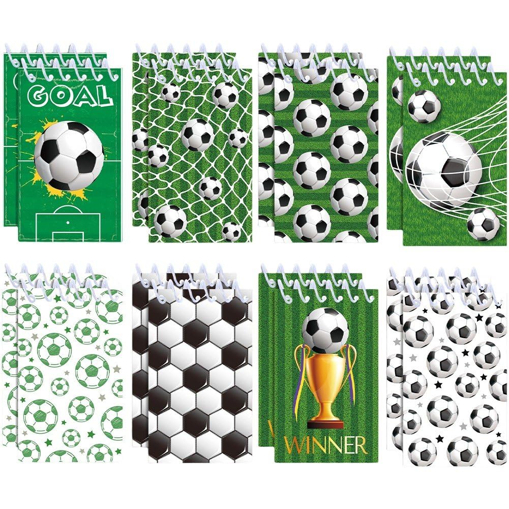 Abbdbd 16 Pcs Spiral Small Notebooks Memo Note Pads, Football Themed Pocket Notepad for Office School Party Favor Goodie Bags