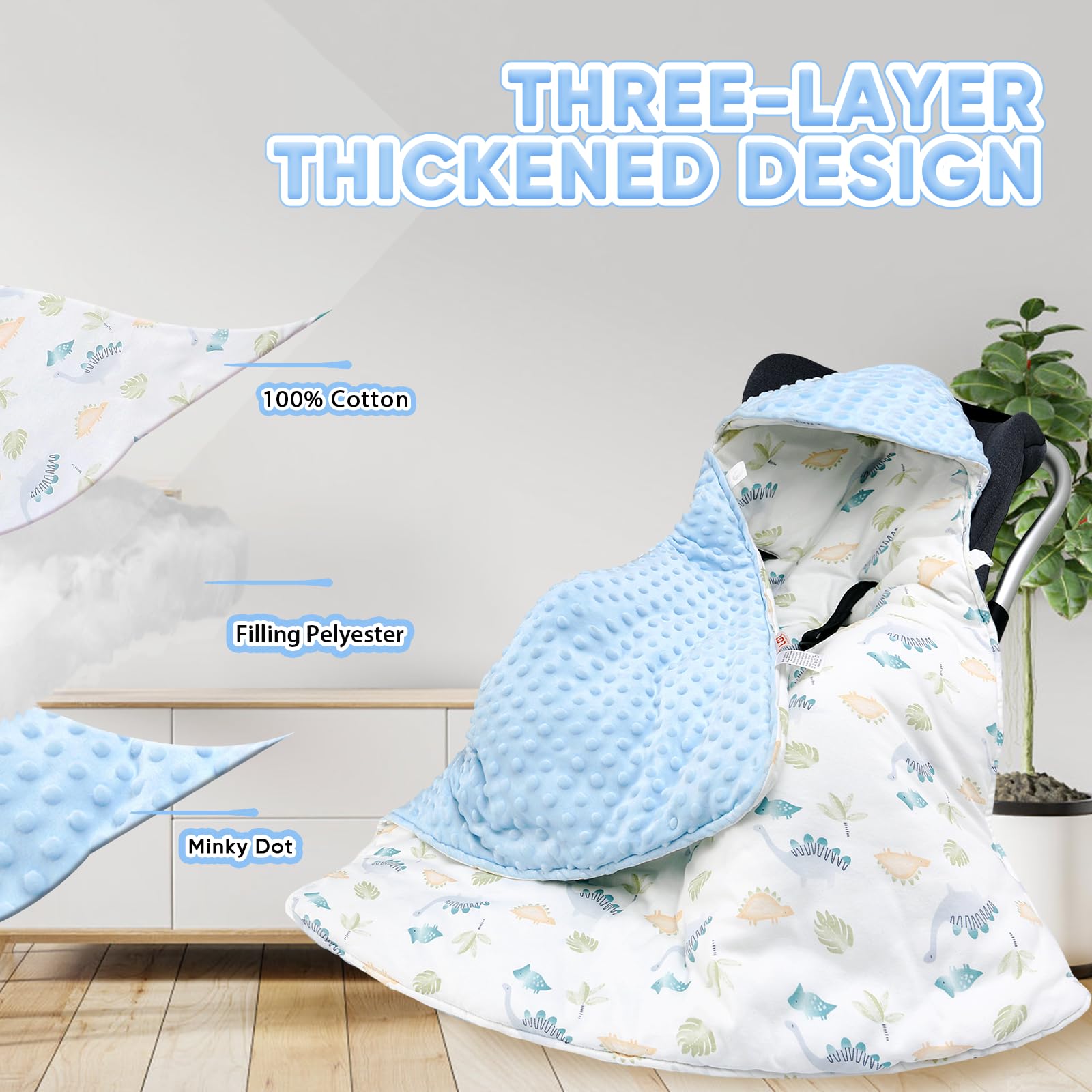 LAT Coperta Invernale per Passeggino, 90x90cm Universale Coperta Ovetto per Neonati, Cotone Copertina Sacco Ovetto per Passeggino Seggiolino Auto Carrozzina