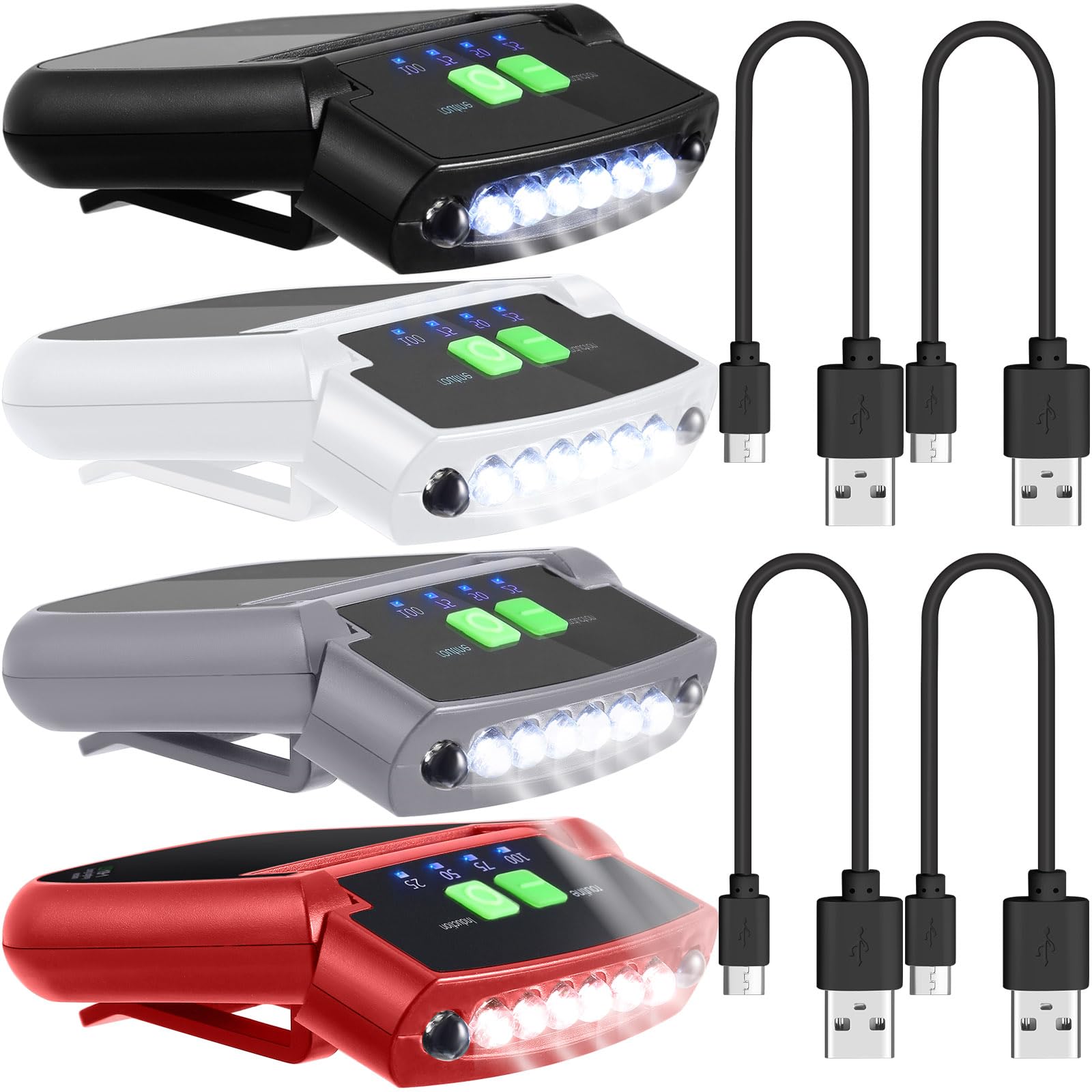 Mudder LED Clip on Cap Lights USB Rechargeable Cap Flashlight Clip Waterproof Ultra Bright Hat Flashlight Headlamp for Fishing Camping Hand Work