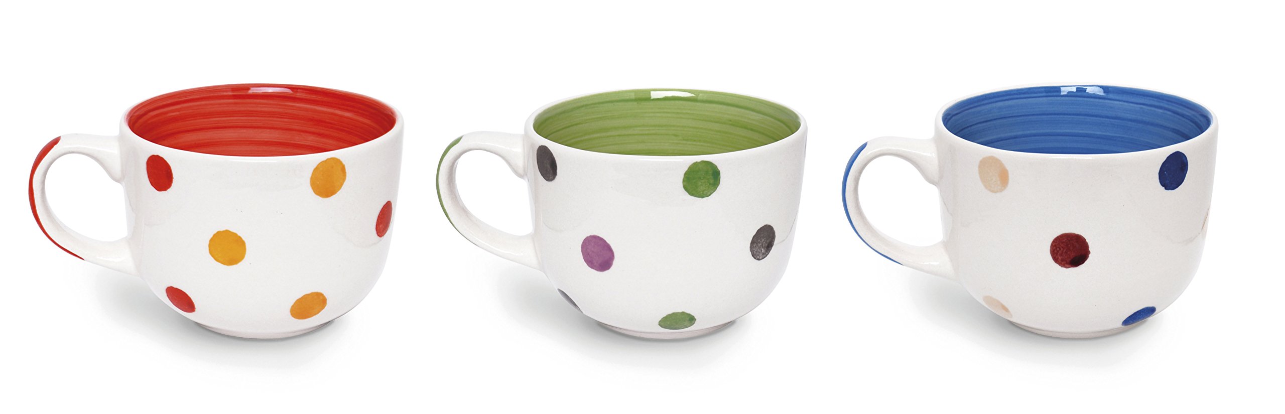 Excelsa Jumbo 400 ml, Ceramic, Red/Green/Blue Dots, 11 x 11 x 8.5 cm