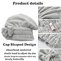 Vista 22 de Pack de 2 toallas para cabeza M-bestl, toalla para secar la cabeza con botones, toalla para el pelo de microfibra