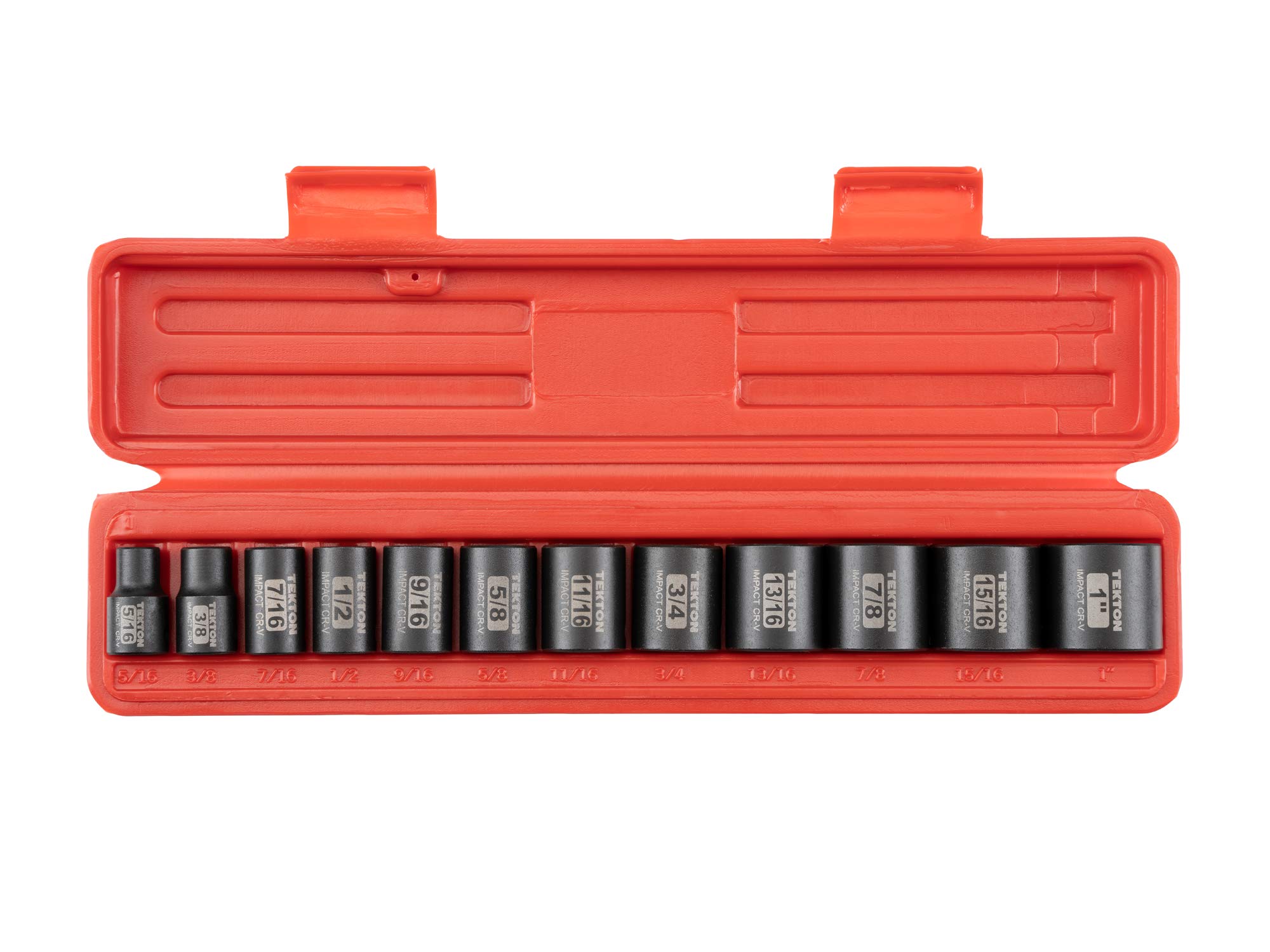 TEKTON 3/8 Inch Drive 12-Point Impact Socket Set, 12-Piece (5/16-1 in.) | 47911