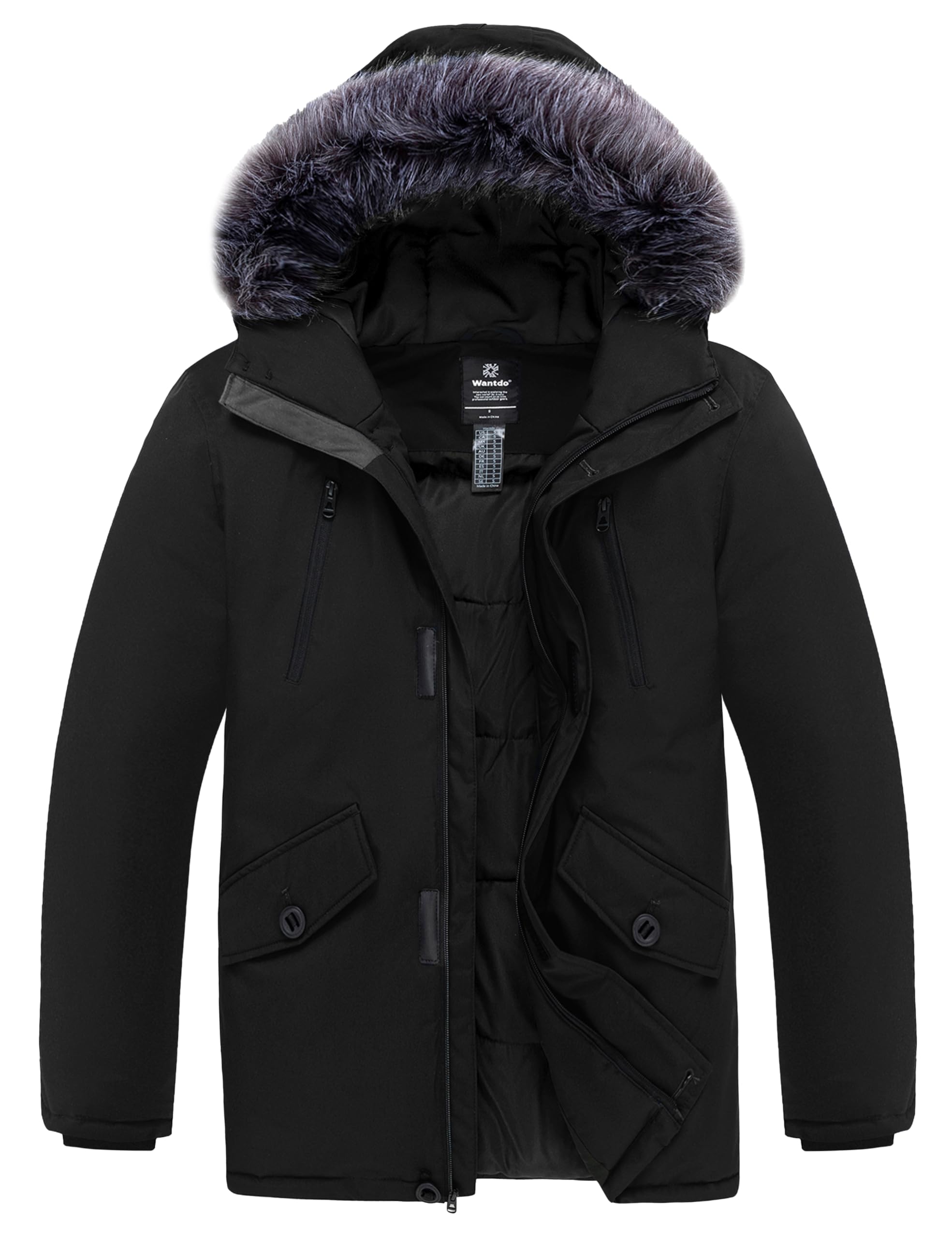 Wantdo Mens Winter Jacket Thicken Parka Coat Winter Warm Puffer Jacket with Hood