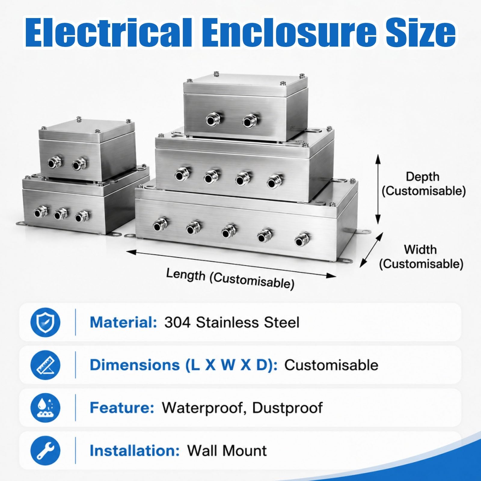 Caja Electrica Exterior Gabinete De Red para Exteriores, Caja Metálica Impermeable para Proyectos Electrónicos con Orejas De Montaje Fijas, Envolvente Eléctrica.(15x15x10cm/5.9x5.9x3.9in)