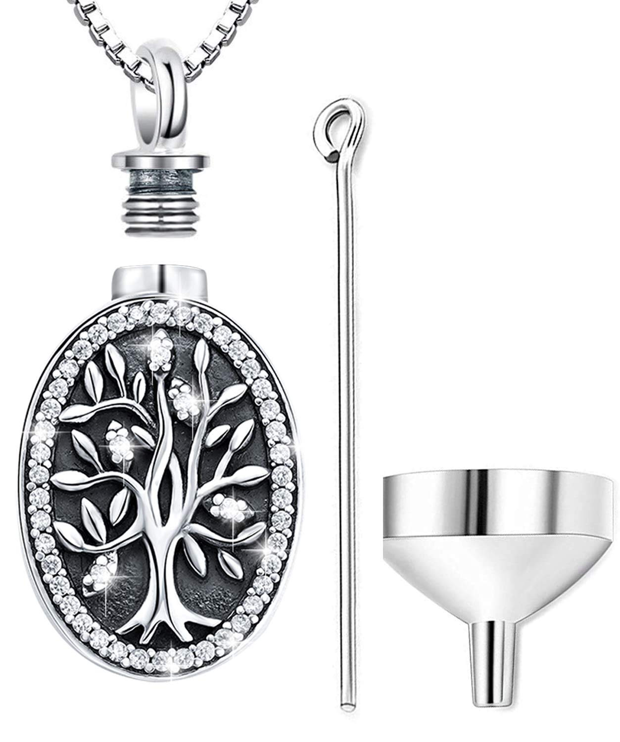 Collana con urna commemorativa con ali d'angelo, croce, cuore e amore, per ceneri, ciondolo ricordo, gioielli per cremazione