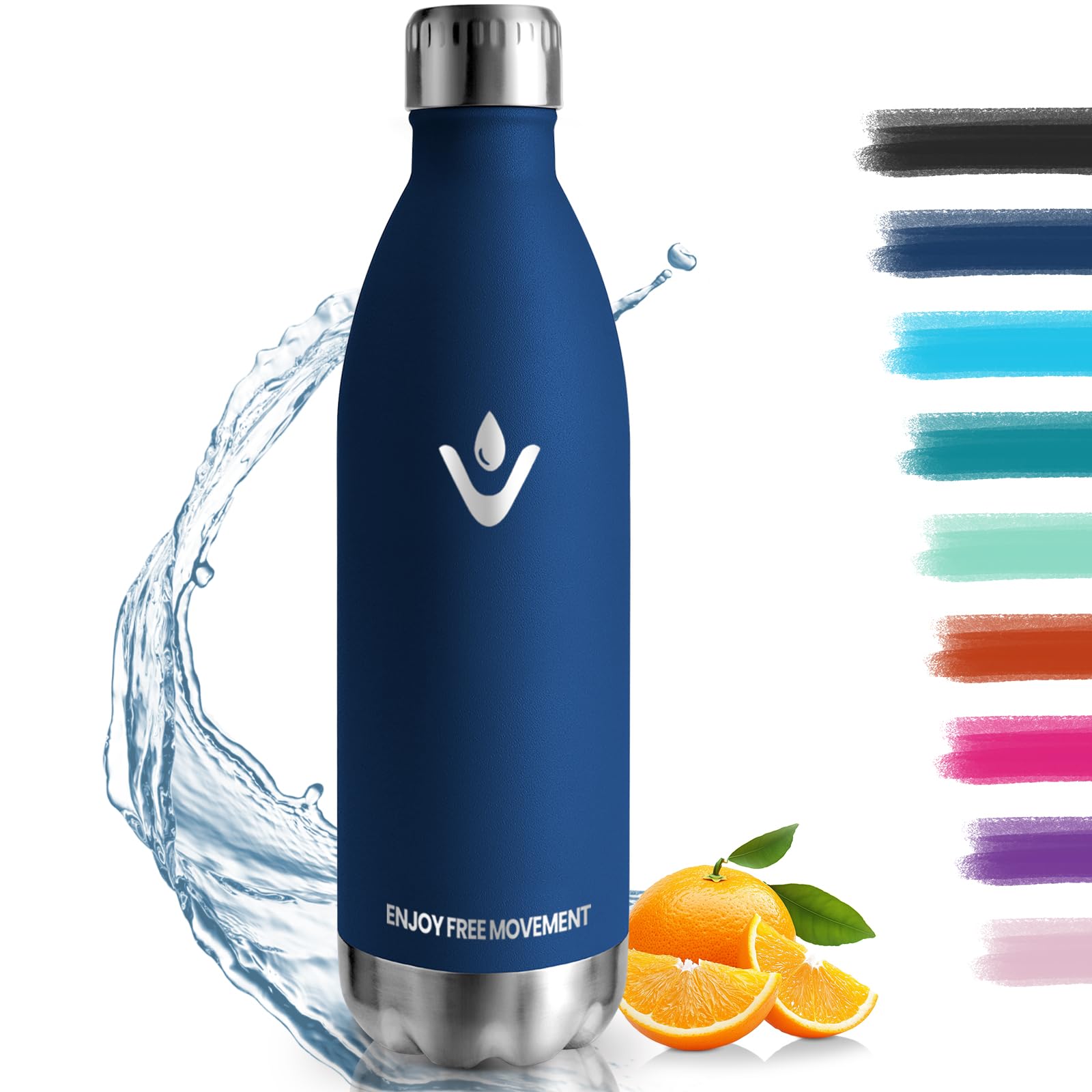 Honeyholly Dark Blue - 1000Ml Thermal Bottle, 18/8 Stainless Steel Thermal Bottle – 1000 Ml – Bpa Free Gym Bottle, Vacuum Insulated, Thermal Bottles, Leakproof, Thermos Water Bottle For School, Sports, Camping