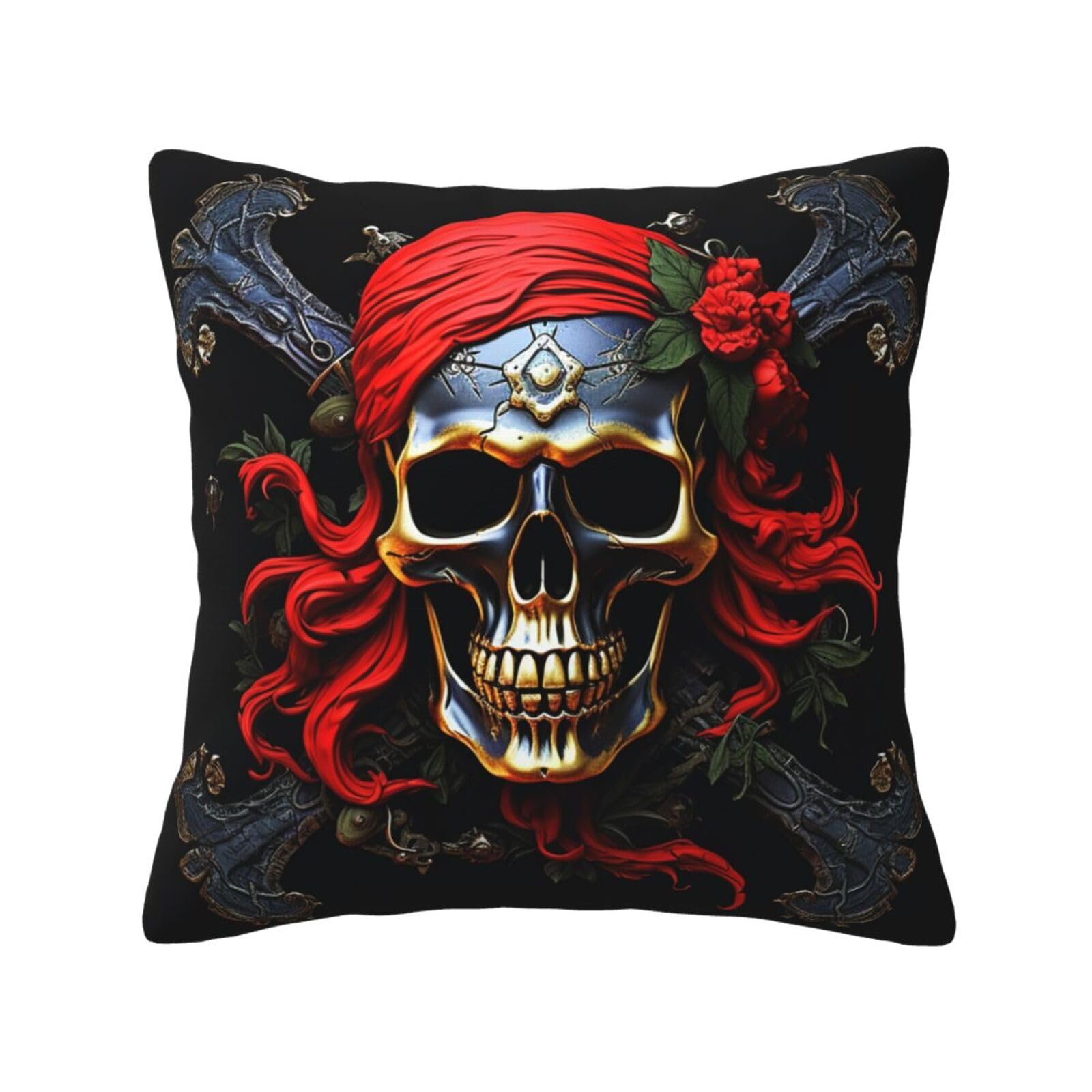 FodPand Pirate Skull Throw Pillow Covers 20"X20" Super Soft Cozy Pillows Case Morden Decorative Cushion Cover for Sofa Couch Bed Home Decor