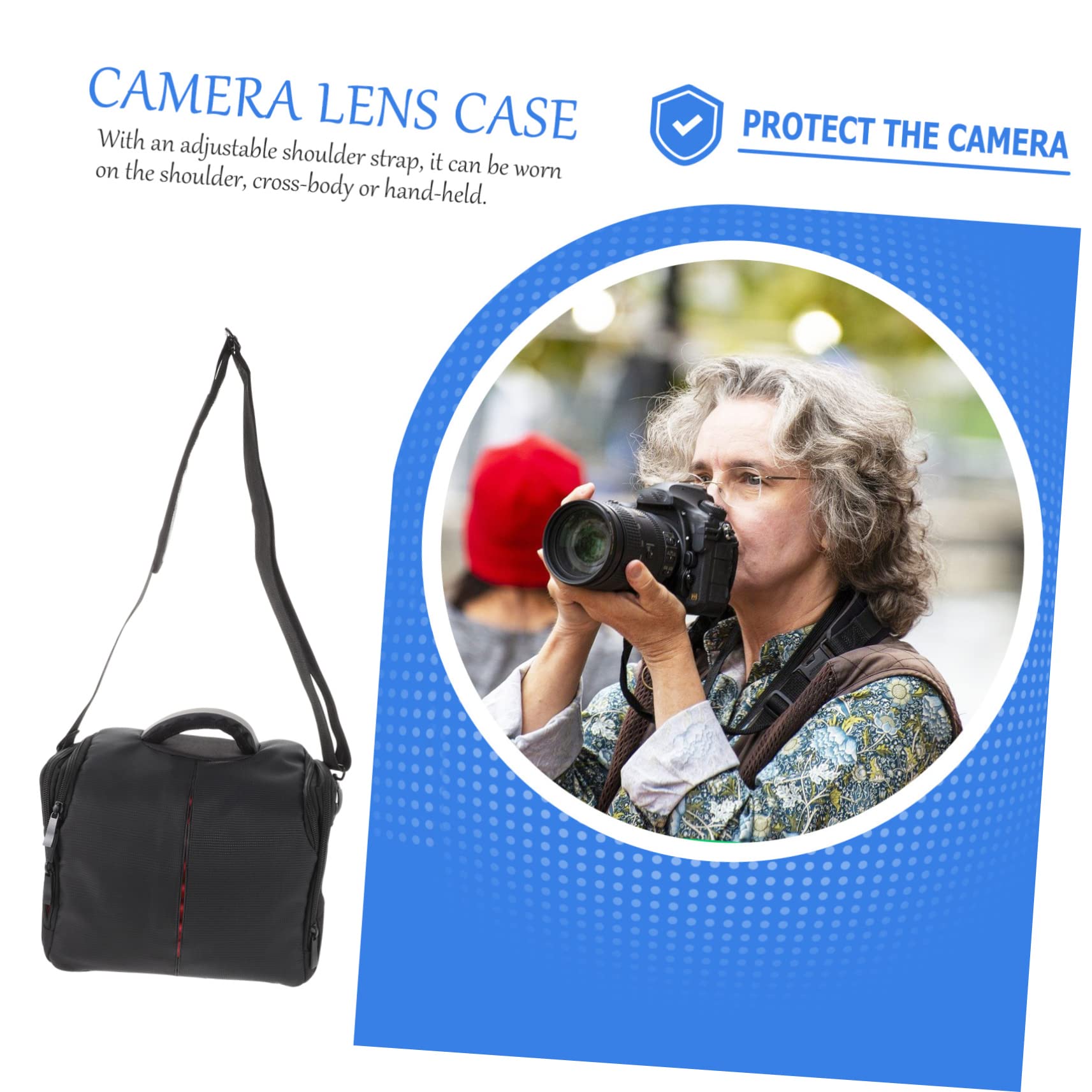 Borsa per Fotocamera Reflex, Borsa a Tracolla Nera in Nylon e Pvc, Antiurto, Tracolla Regolabile e Tasche Interne