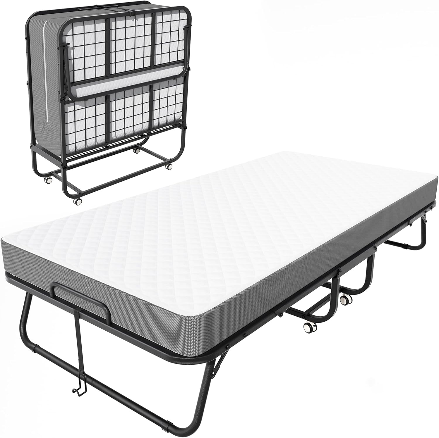 Greenvelly Folding Bed with Mattress,75" x 31" Folded Bed with 5" Memory Foam Mattress for Adults,Guest Bedroom,Office,Space-Saving Sturdy Metal Frame