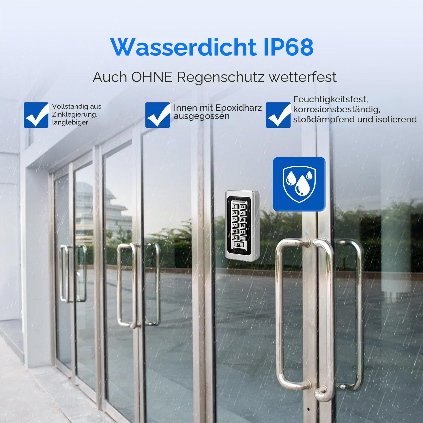 Retekess T-AC03 Codeschloss Haustür, Türöffner mit Code | für Fabrik Warehouse Wohngebäude, Bank, Garagentor, Wasserdichte RFID IP68, Zutrittskontrolle Codetaster