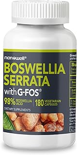 NANOWELL Boswellia Serrata with G-FOS - 98% Boswellic Acid - Supports Joint & Mobility Health - 180 Vegan Capsules, 180 Day Supply