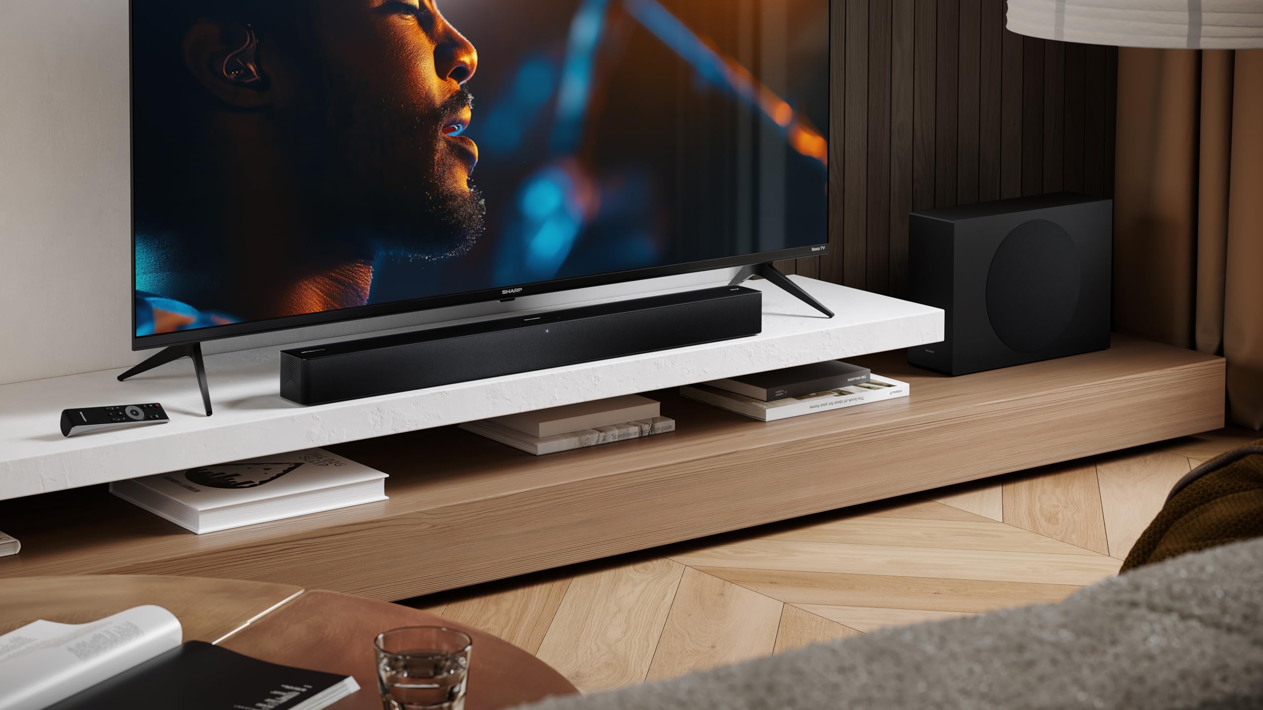 Sharp HT-SBW310 Soundbar 2.1 Dolby Atmos + DTS Virtual:X, Bluetooth avec HDMI Arc/CEC, Puissance Totale de 330 W, 80 cm, Couleur Noire