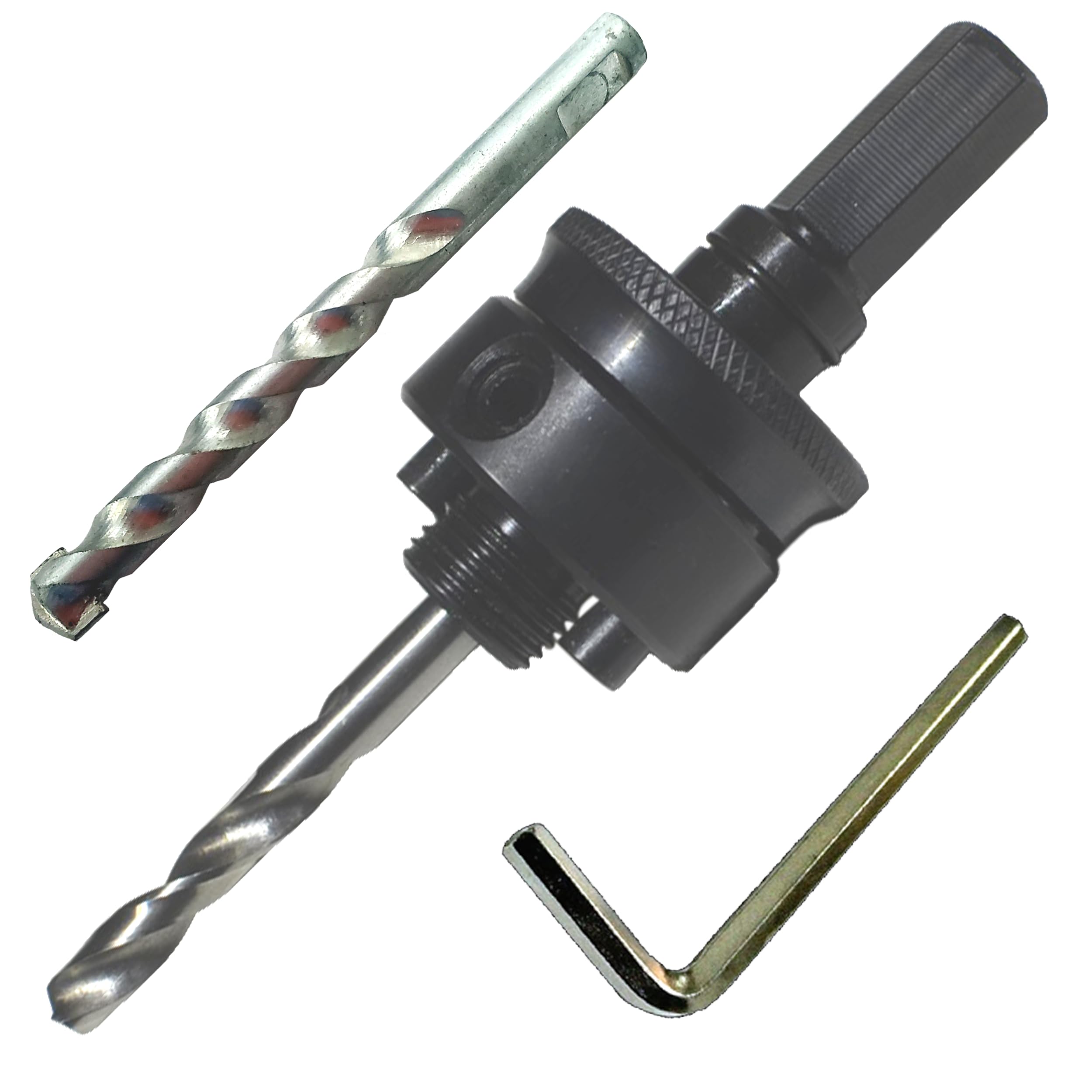 Hole Saw Arbor Quick Release Both HSS And TCT Pilot Bit Even A Hex Key Fits 1/2" Chuck All Hole Saws 1 1/4" And Up Drill Through Wood Steel Or Brick Easy In Out Locking Pins Stop Loosening When In Use — image 1