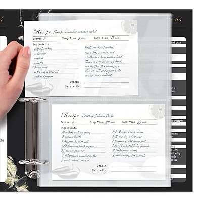 pokemon trading card sleeves 20 Pack of Recipe Card Page Protectors, Clear Refill Sheets Recipe  Organizer for 3 Ring Binders, 4