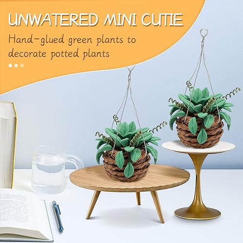 Miniatura 7 de 2 piezas de decoración de plantas en maceta de arcilla, cesta colgante de manzana verde, mini plantas en maceta, modelo de planta colgante de casa