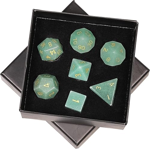 Vista 21 de SUNYIK Juego de 7 dados poliédricos DND de piedra de cristal pulido para juegos de mesa RPG MTG, dados de juego DND, mazmorras poliédricas