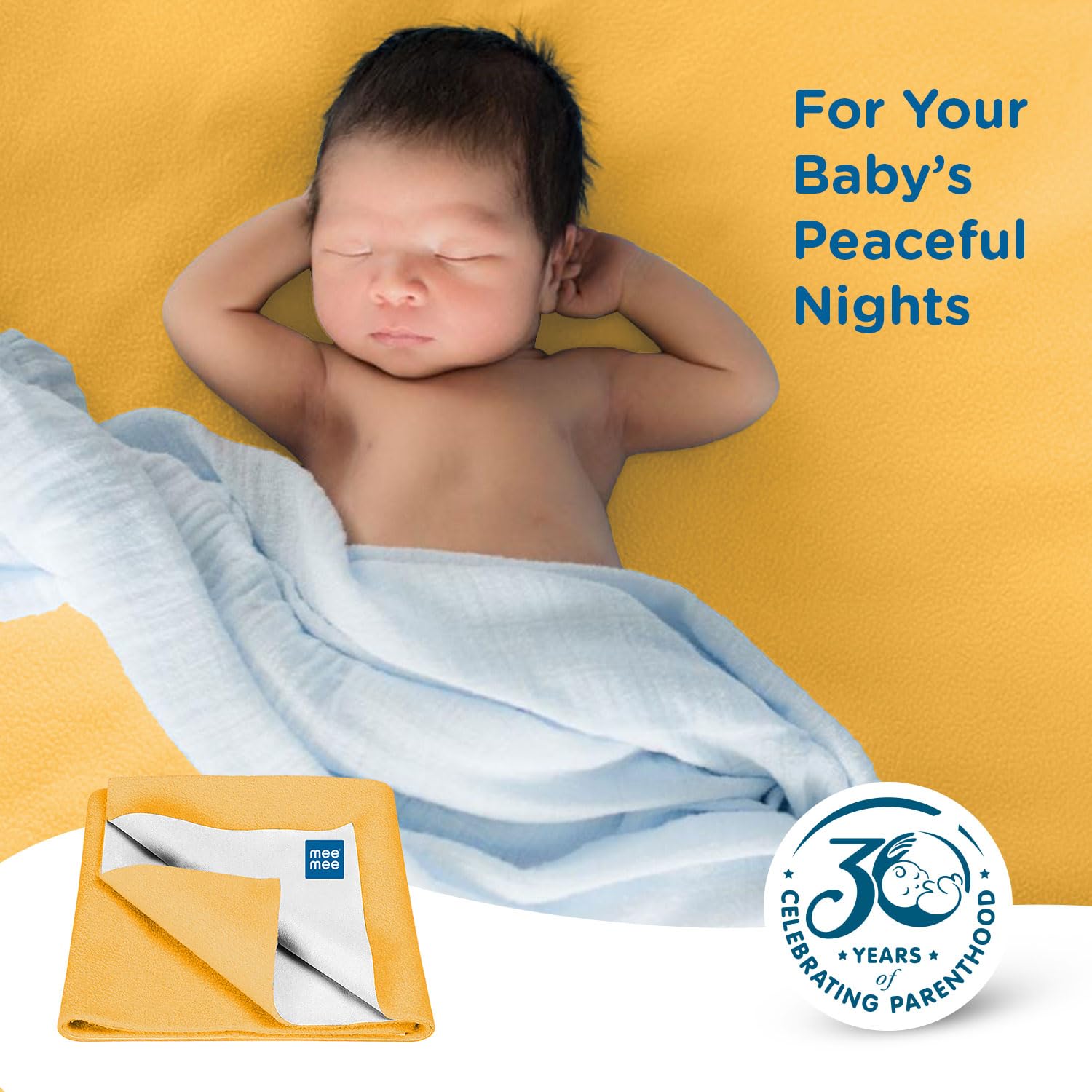 Mee Mee Instadry Cotton Bed Protector Mattress Extra Absorbent, Quick Dry Sheet for New Born Babies, Breathable, Soft & Gentle, Reusable Waterproof Cot sheet for Infant, 0 to 9 Month, 50x70cm (Purple) - Image 4 thumbnail