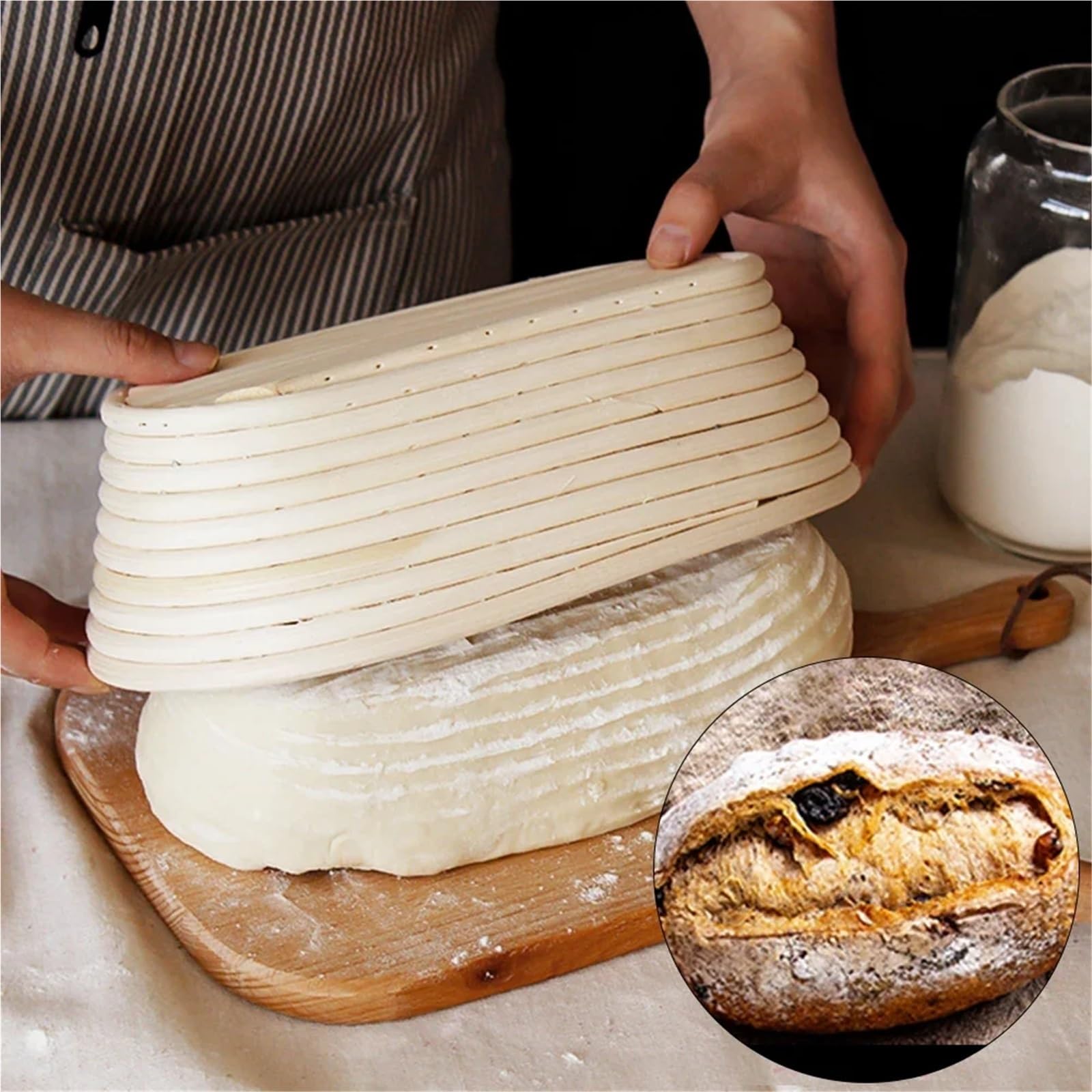 Cestas ovaladas de fermentación pan, cesta Banneton masa madre ratán portátil, cestas tejidas a prueba, herramientas cocina Para Masa(S)
