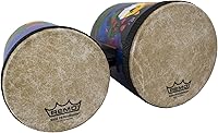 Vista 3 de Remo KD-5400-01 Kids Percussion Bongo Drum - Fabric Rain Forest, 5"-6" & RH-2106-00 Rhythm Club Pandereta - Rhythm Kids, 6