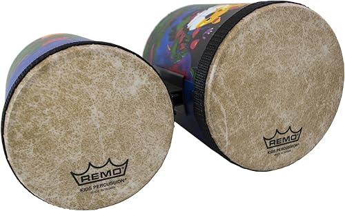 Miniatura 3 de Remo KD-5400-01 Kids Percussion Bongo Drum - Fabric Rain Forest, 5"-6" & RH-2106-00 Rhythm Club Pandereta - Rhythm Kids, 6"