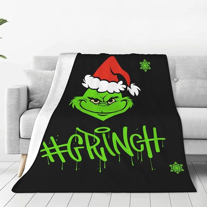 Cartoon Christmas Blankets and Throws, Green Monster Super