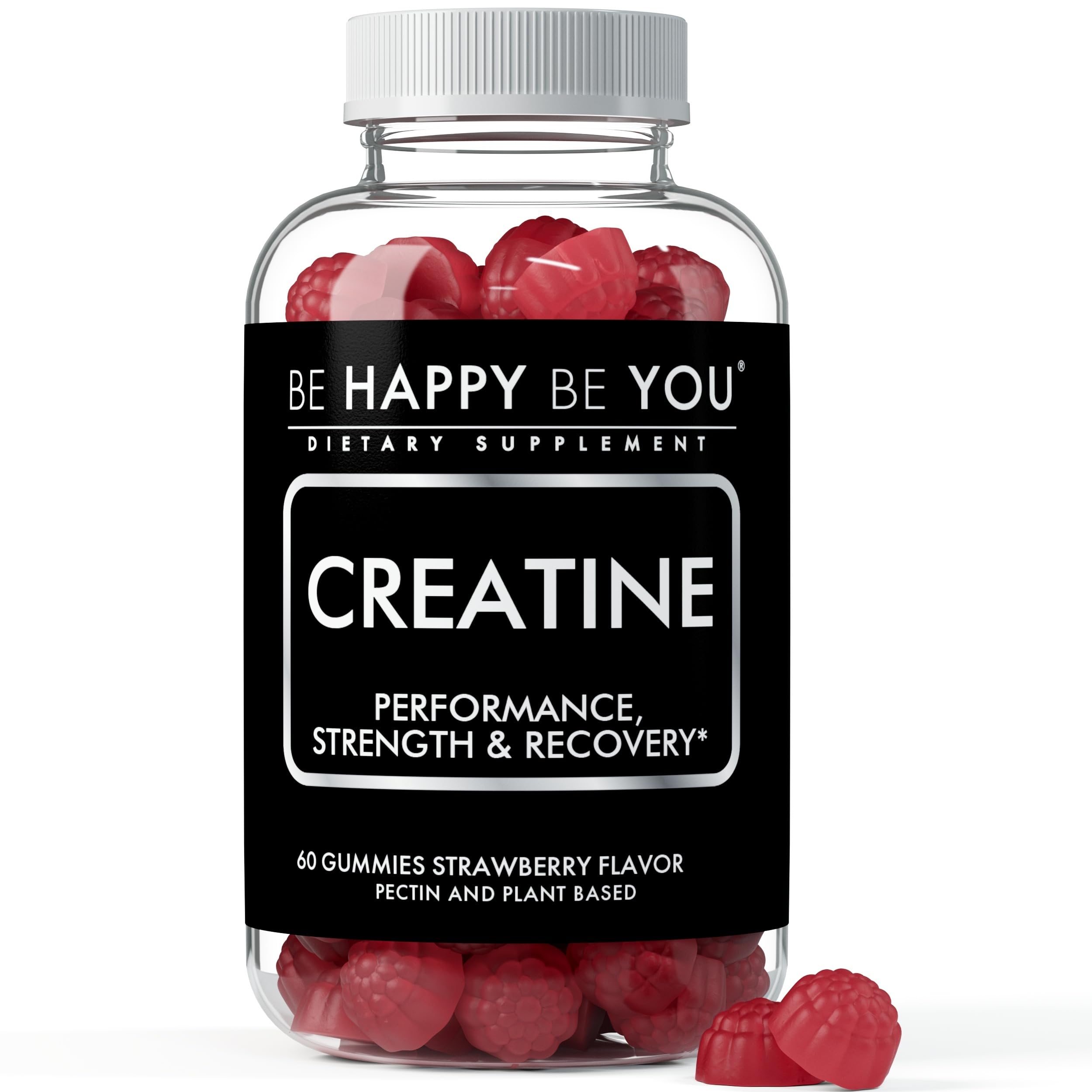 Creatine Monohydrate Gummies – Supports Performance, Strength & Recovery – Fast Absorption Creatine for Men & Women – Non-GMO, Pectin-Based, Strawberry Flavor, 60 Gummies, Made in USA