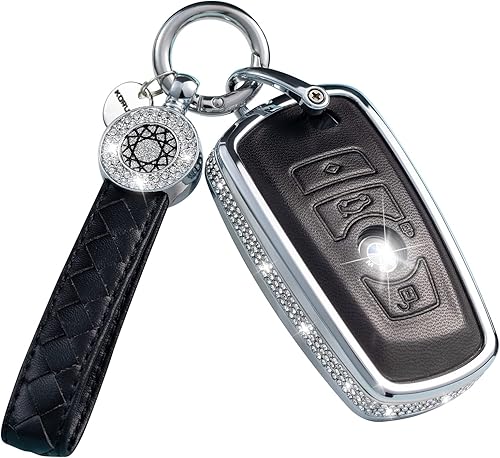 SHANGHONG Compatible con llavero BMW, funda de cuero para llavero BMW 1 3 5 7 Series 530 F48 X1 X2 X3 X4 X5 X6 (versión B, negro)