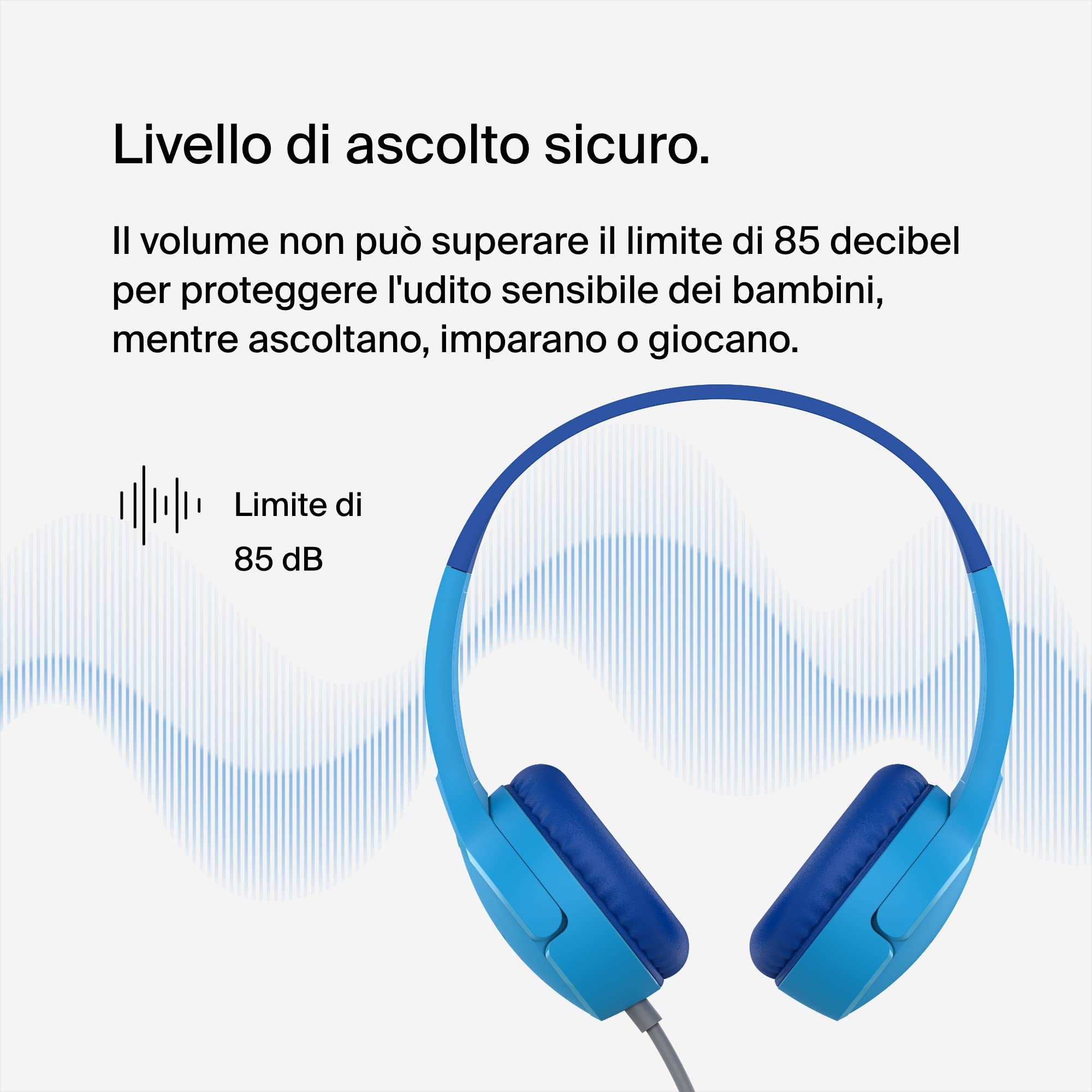 Belkin SoundForm Mini Cuffie On-Ear per Bambini con Microfono AUX 3,5 mm Blu
