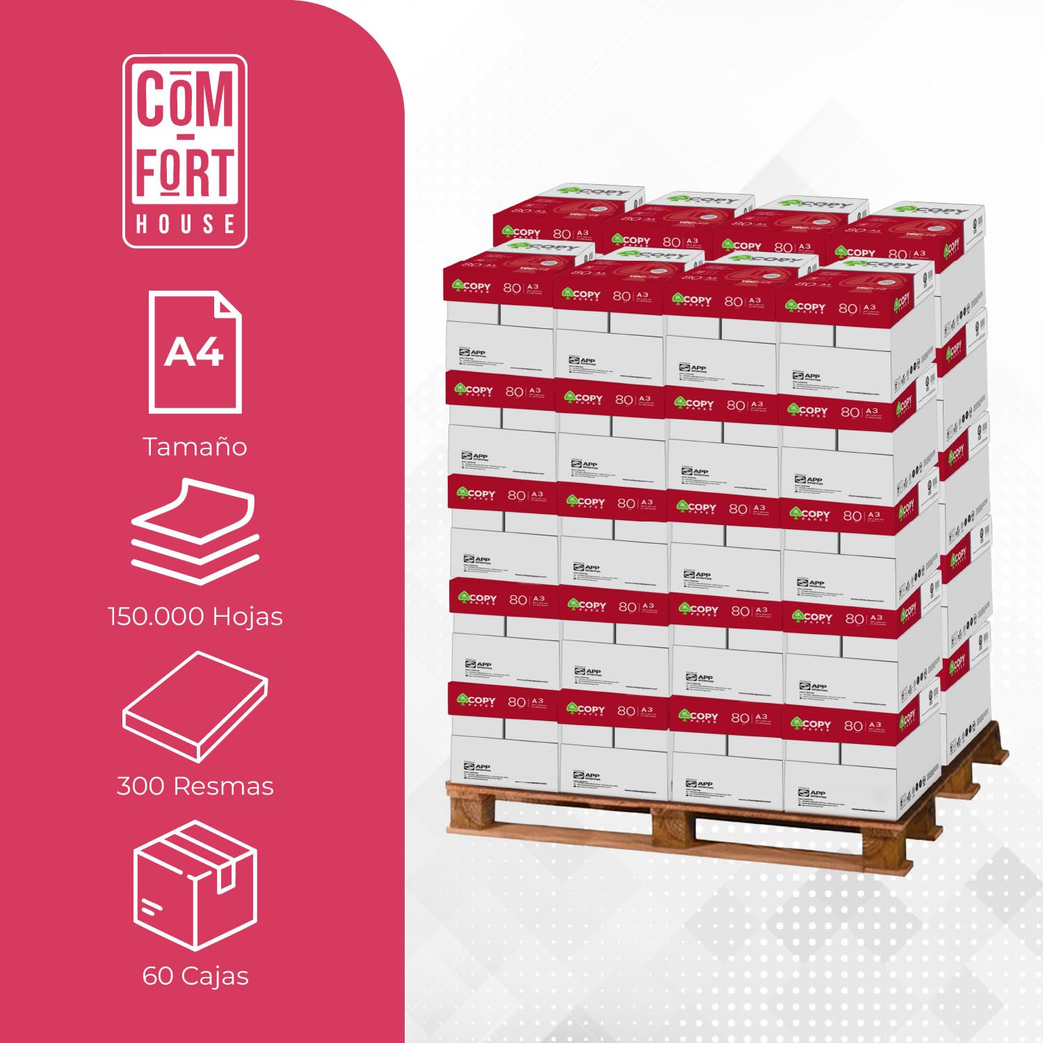 Fogli di marca Copy Paper | Scatola 500 fogli | DIN A4 e 80 g | Pacchetti per ufficio, casa | fogli per stampanti laser e iniezione - Fax | Confezione da 300 confezioni