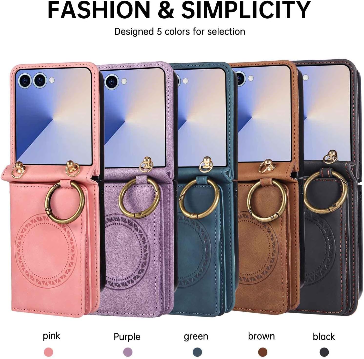 For Samsung Galaxy Z Flip 7用レザーケース、スタンド機能付き財布カバー、クロスボディショルダーストラップ、