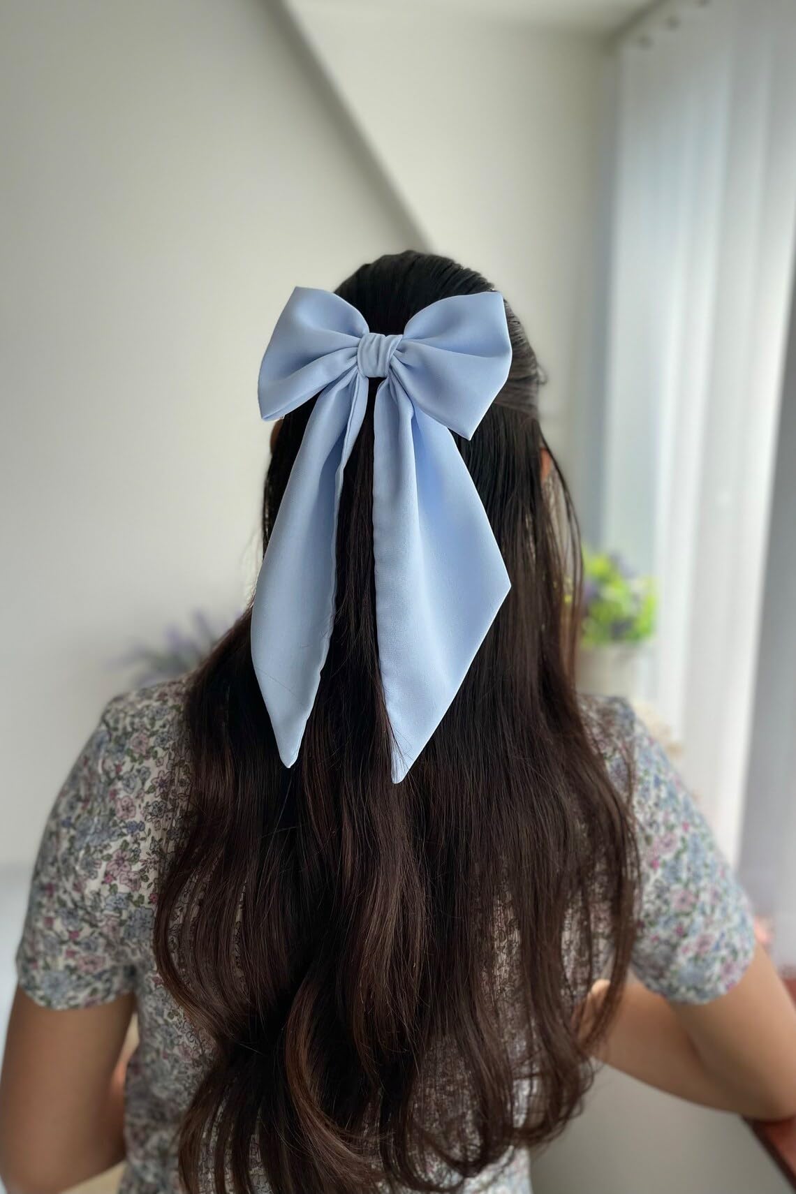 DREAMISH HAIR ACCESSORIES Big Satin Layer Long Bow Hair Clips