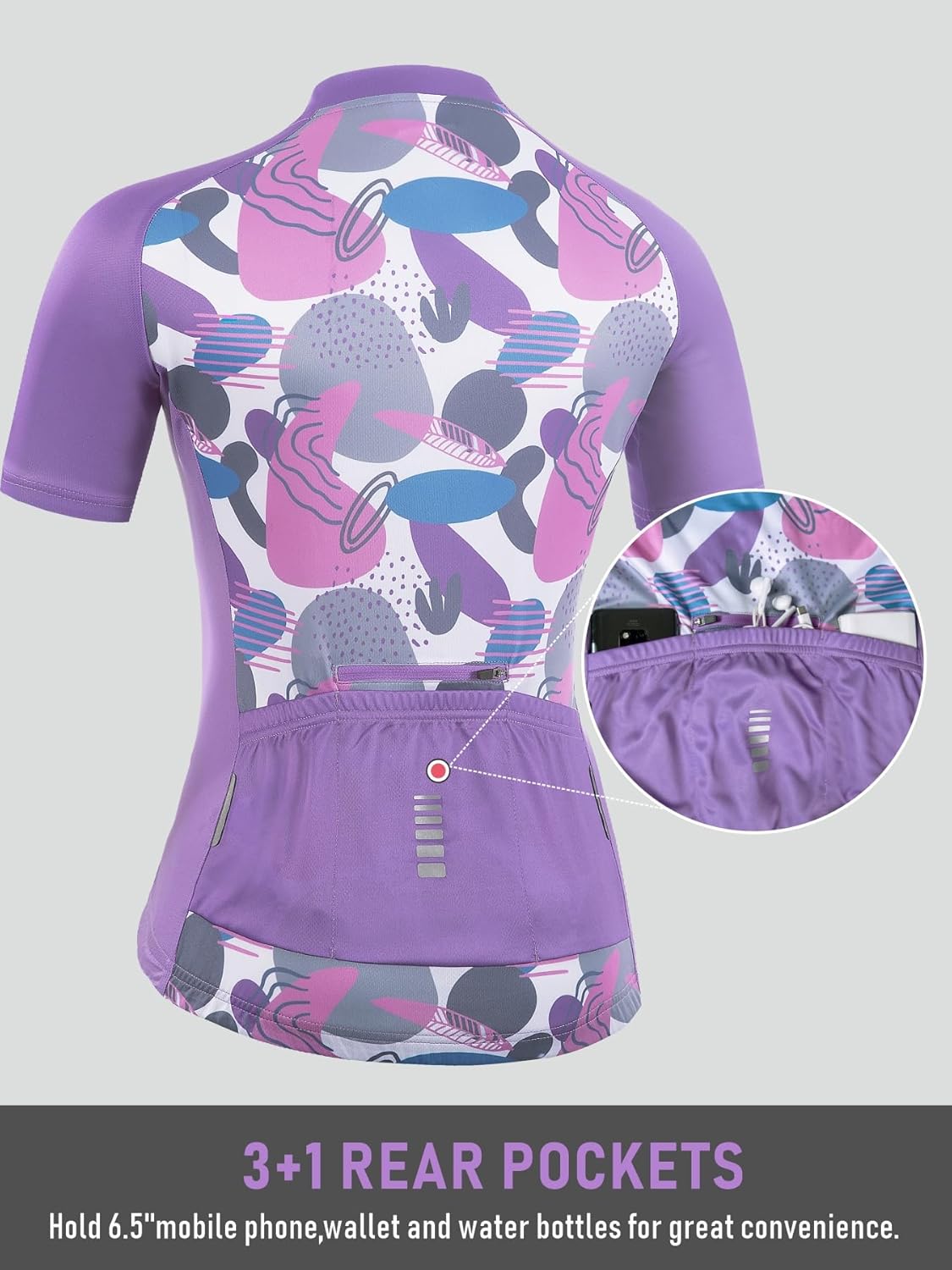 qualidyne Women's Cycling Jersey Short Sleeve with Rear Pockets Full Zipper Bike Shirts Quick Dry Biking Bicycle Jersey - Image 4