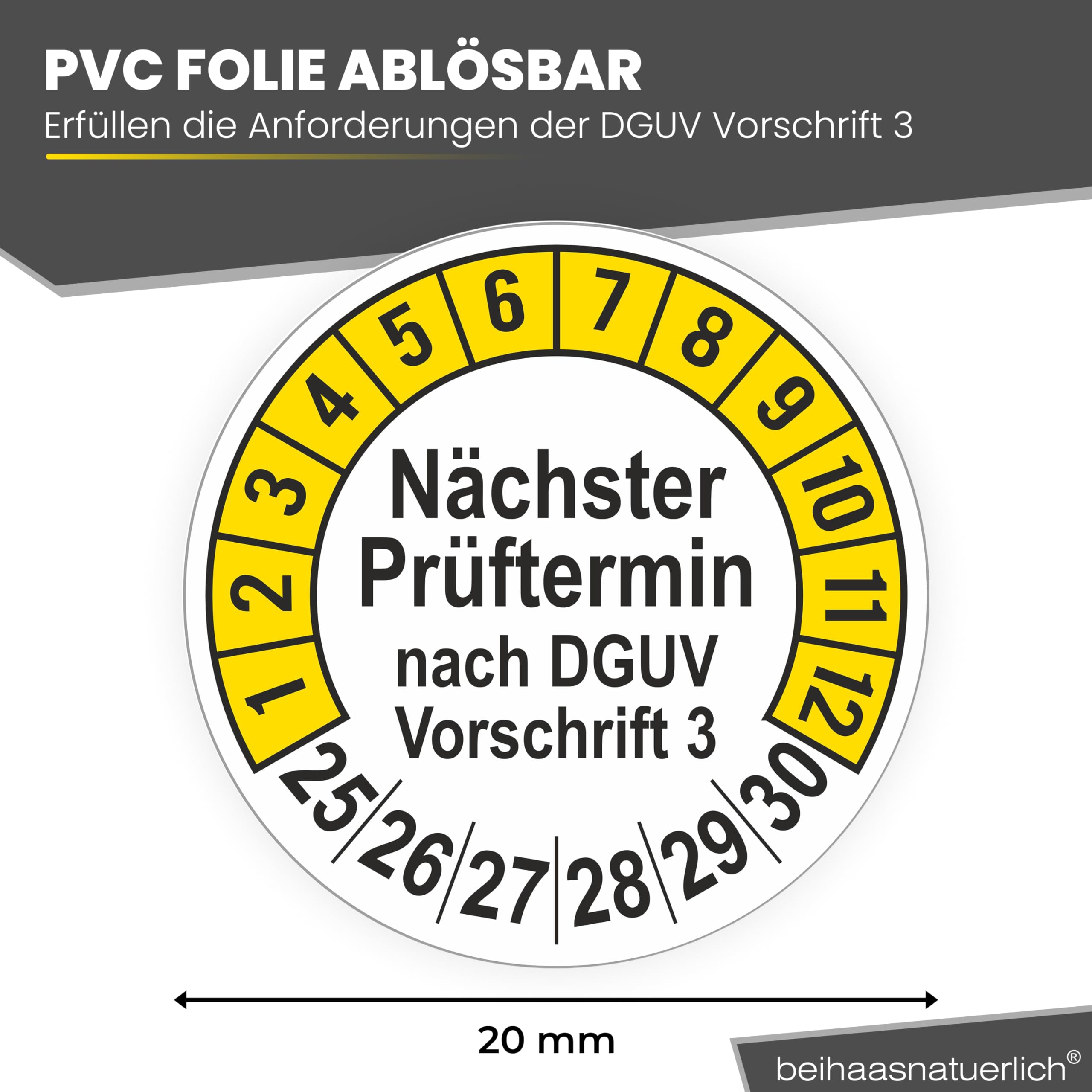 560 placas de prueba "Next Test Termin", 20 mm de diámetro, etiquetas de prueba según DGUV V3, 2025-2030, etiqueta de comprobación electrónica, placa para aparatos eléctricos