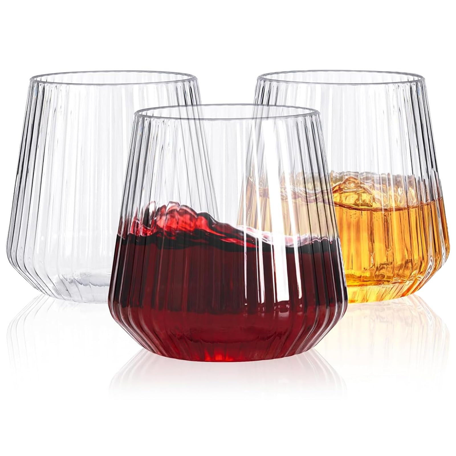 Photo 1 of YOUBET 40Pack Plastic Ribbed Wine Glasses for Wedding Parties Bar